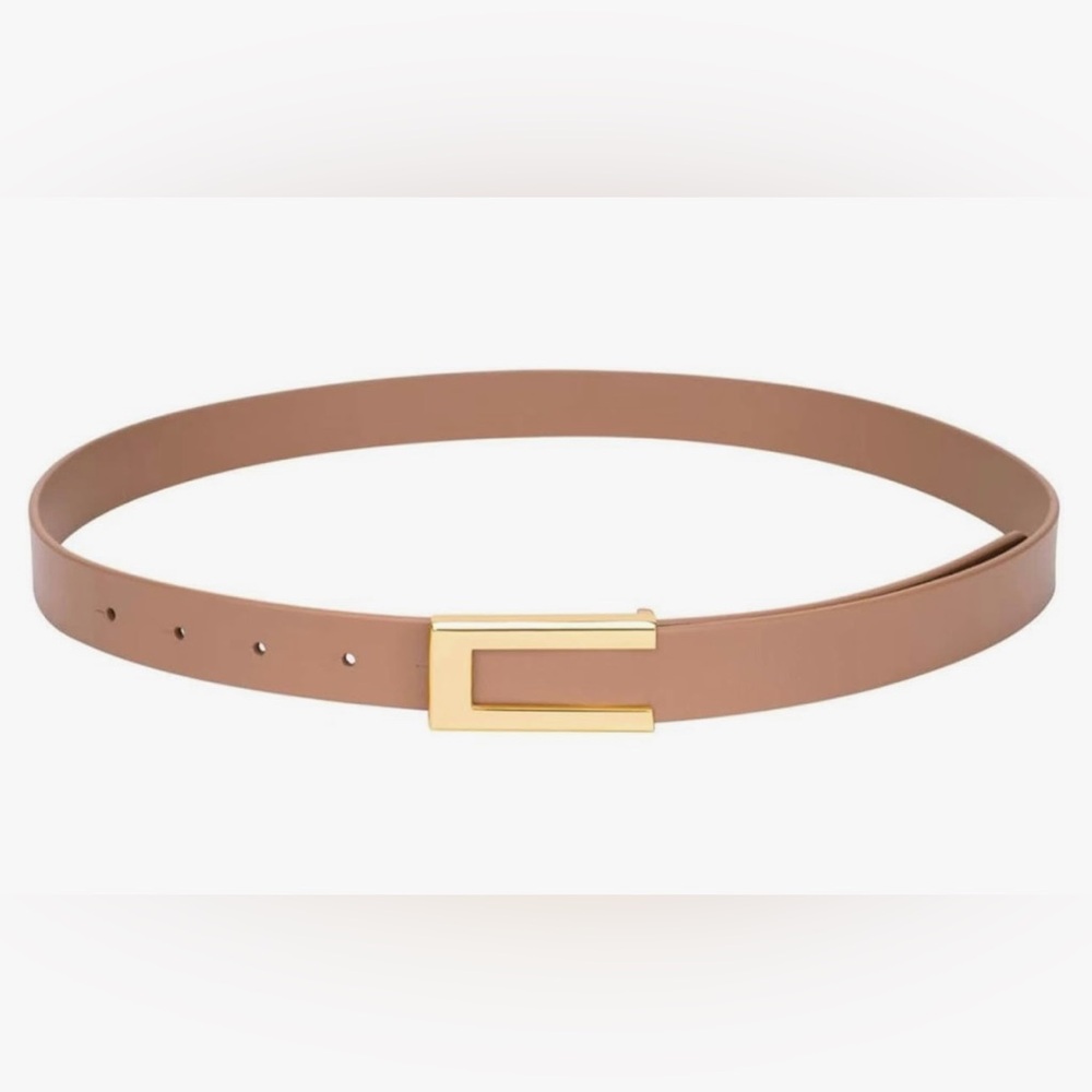 Women’s Leather Belt - Khaki Colour with Gold Buckle